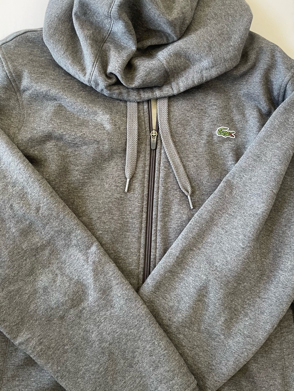 Lacoste Grey Zip-Up Fleece Hoodie